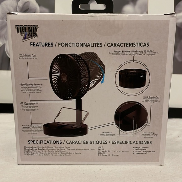 •NIB• TREND ZONE // portable desk fan // 6.5 in // 2 speed // black - Picture 7 of 9